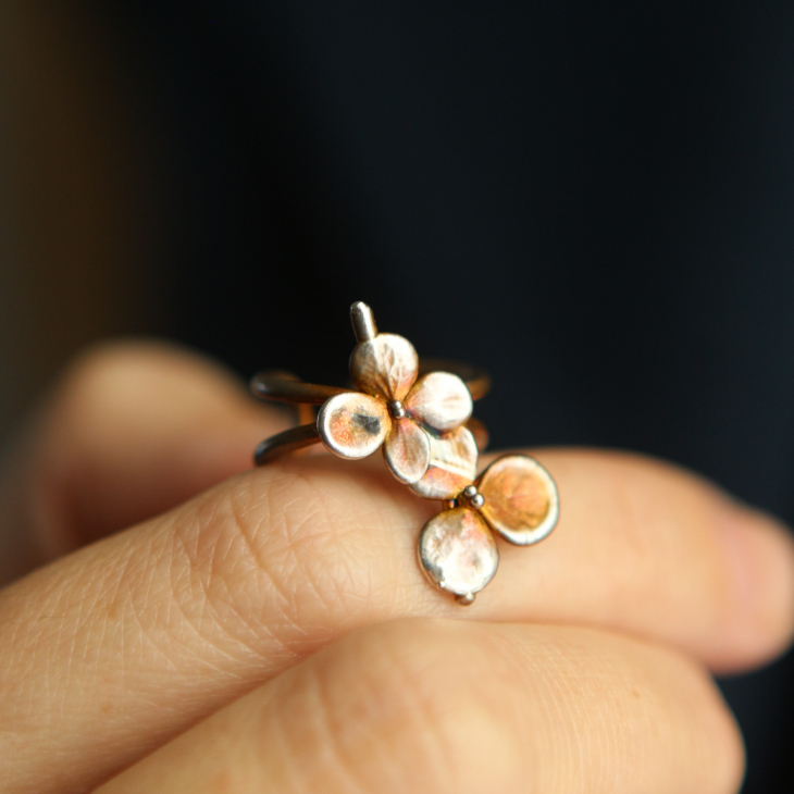 Cuff in silver, Hydrangea, фото 2